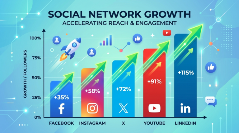 Social network marketing strategies helping businesses improve brand awareness, customer engagement, and online growth.